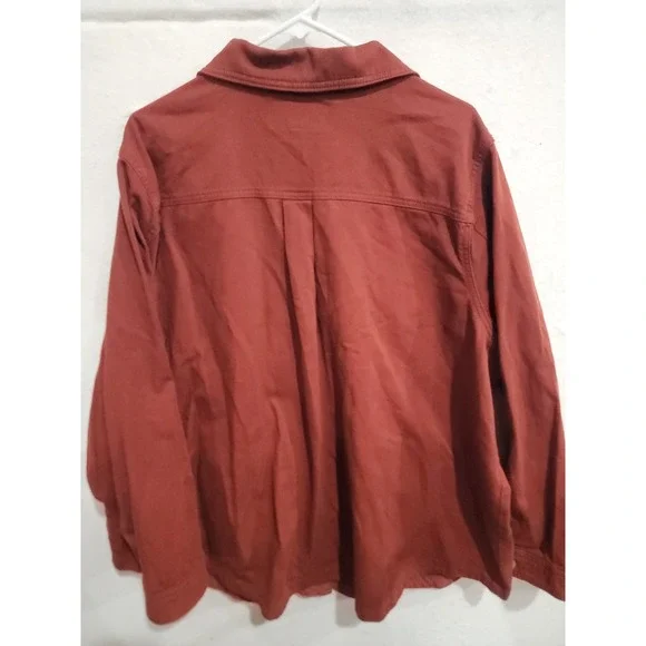 Torrid Jacket 3 3X Brick Red Rust Cotton Twill Button Front Trucker Plus Size - Picture 6 of 10